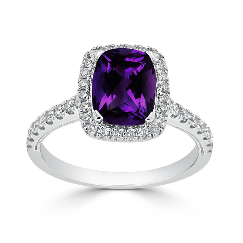 Auriya 1 1/8ct Cushion-cut Purple Amethyst and Halo Diamond Engagement Ring 3/8ctw 14k Gold