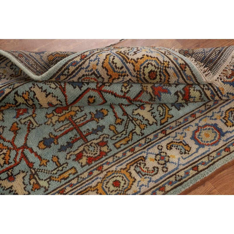 Blue Oushak Oriental Foyer Rug Hand-Knotted Wool Carpet - 4'0"x 6'0"