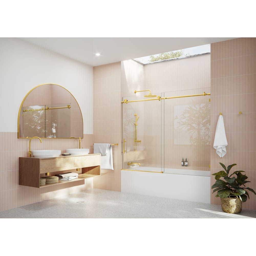 Glass Warehouse 68 in. - 72 in. x 60in. Frameless Bath Tub Sliding Shower Door