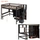 preview thumbnail 4 of 7, Black Full Solid Wood Loft Bed with Bookshelf