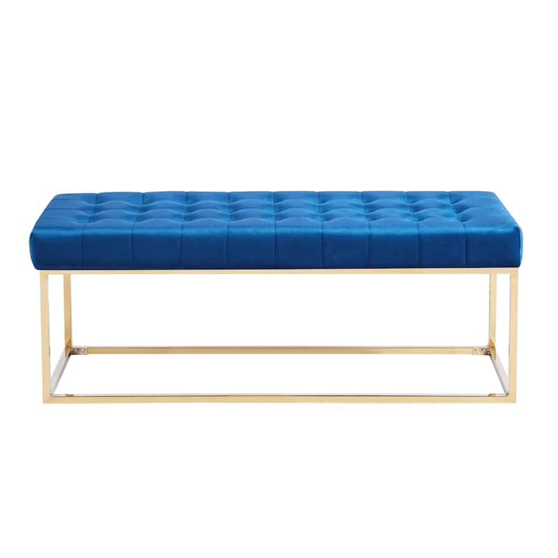 Porthos Home Wenn Tufted Velvet Bench with Gold Chrome Legs