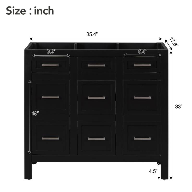 2-Door 4-Drawer Bathroom Vanity Cabinet with Durable Construction and Flexible Storage(Sink not included) - 17.8in L
