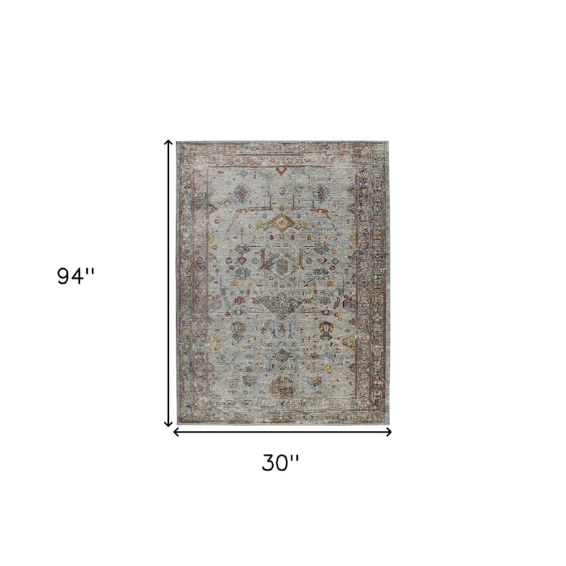 HomeRoots Medallion Transitional Runner Area Rug - 94.00 in. x 30.00 in. x 0.30 in.