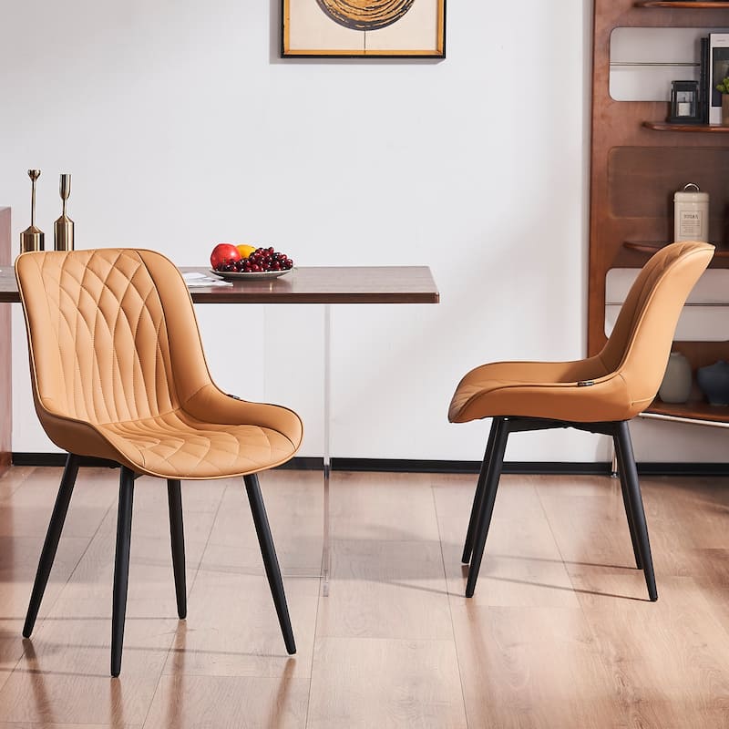 Modern Dining Chairs Set of 2 Upholstered Dining Room Chairs - Tan