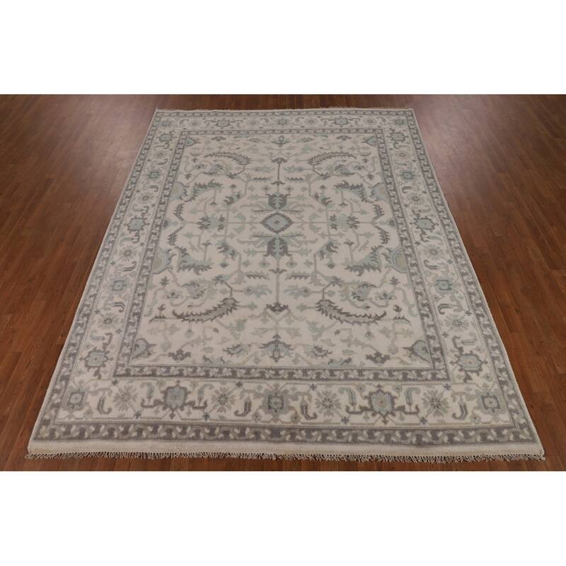 All-Over Floral Oushak Oriental Area Rug Handmade Wool Carpet - 7'11" x 10'0"