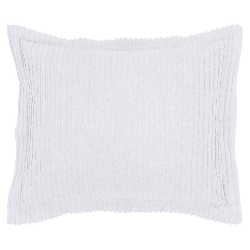 Better Trends Jullian Bold Stripes Design 100% Cotton Tufted Shams Machine Washable Tumble Dry - White - Standard Sham