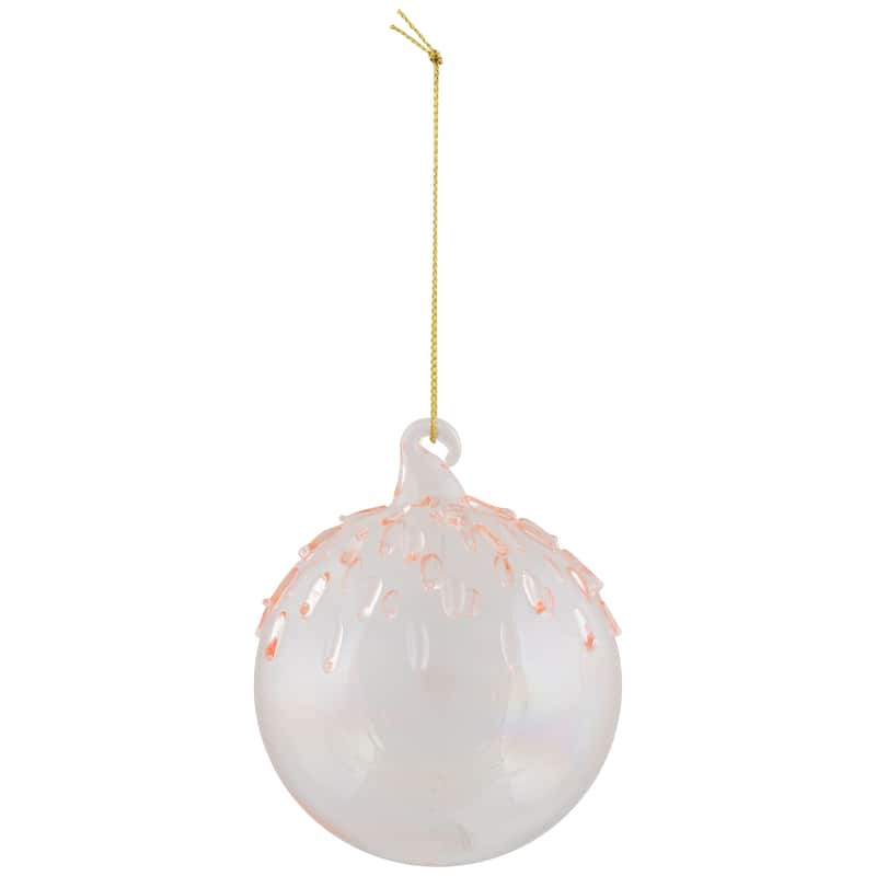 3" Pink Iridescent Glass Christmas Ball Ornament