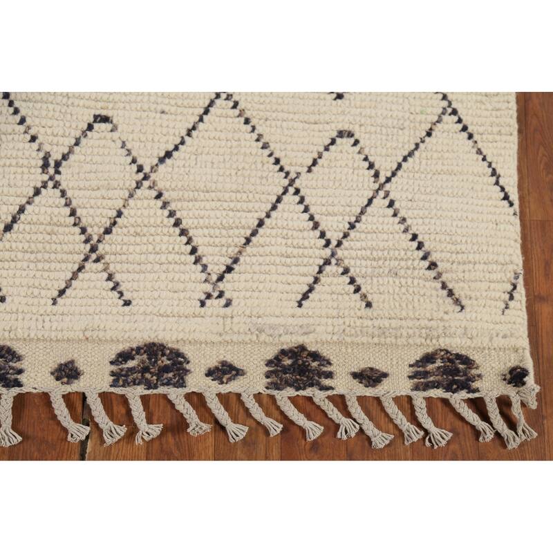 Trellis Geometric Moroccan Oriental Area Rug Hand-Knotted Wool Carpet - 3'10"x 6'8"