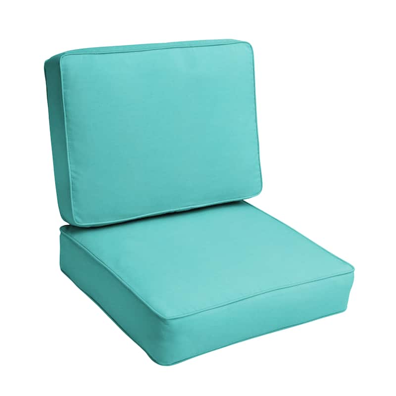Sunbrella Indoor/ Outdoor Corded Chair Cushion Set - 22" x 22" x 4" - Canvas Aruba