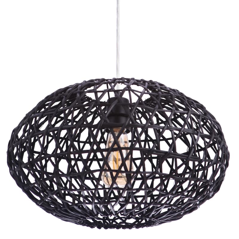 Craftmade P2003 Natural Pendant 17" Wide Rattan Cage Pendant - Flat Black
