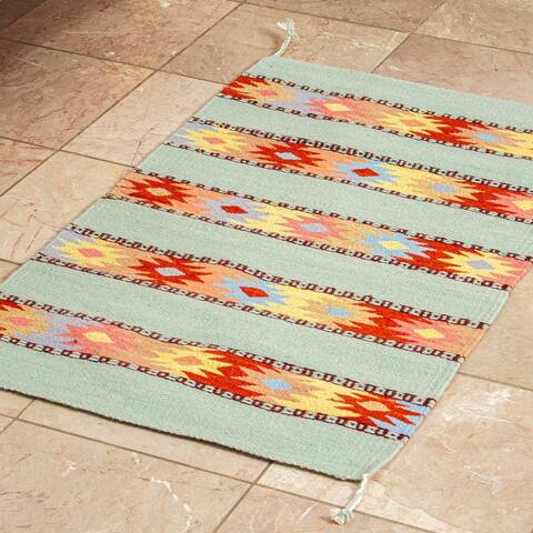 Novica Handmade Gods Eye Zapotec Wool Area Rug (2X3) - 2' x 6' Runner