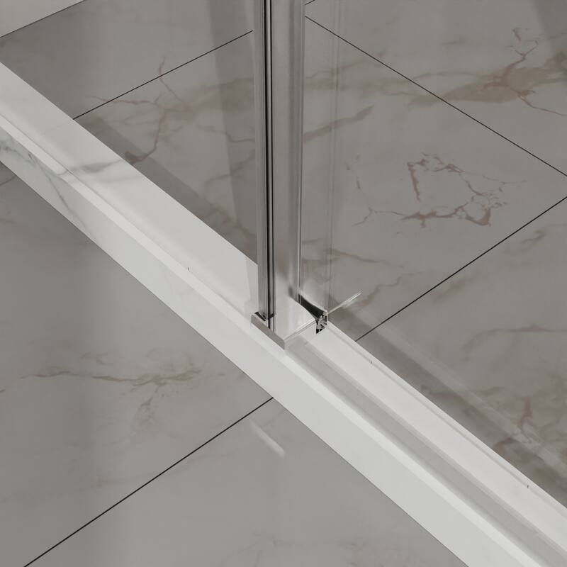 60" W x 72" H Sliding Shower Door, Frameless Sleek Glass Shower Door, 1/4" (6mm) Thick Tempered Clear Glass