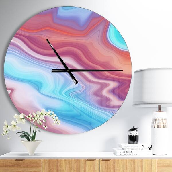 slide 2 of 9, Designart 'Abstract Marbled Background' Oversized Modern Wall CLock
