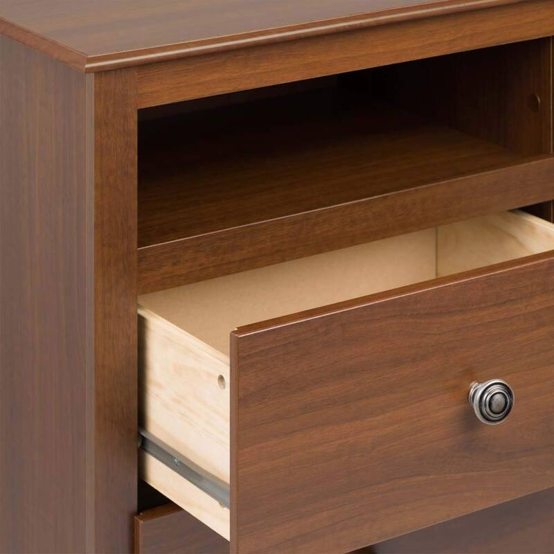s Fremont 2 Drawer Nightstand: Elegant Bedroom Furniture, Bedside Table with Open Shelf, 23.25"W x 16"D x 28"H, Cherry