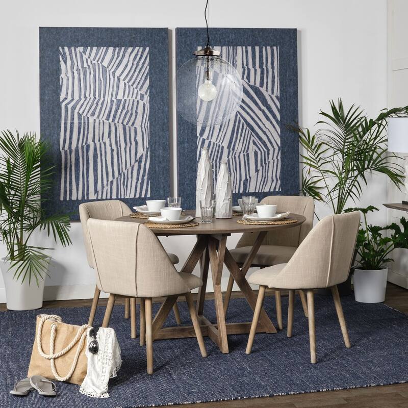 Set of 2 Cream Upholstered Side Dining Chairs with Brown Solid Wood Legs for Kitchen or Living Room - 32.3”H x 21.5”W x 22.5”D