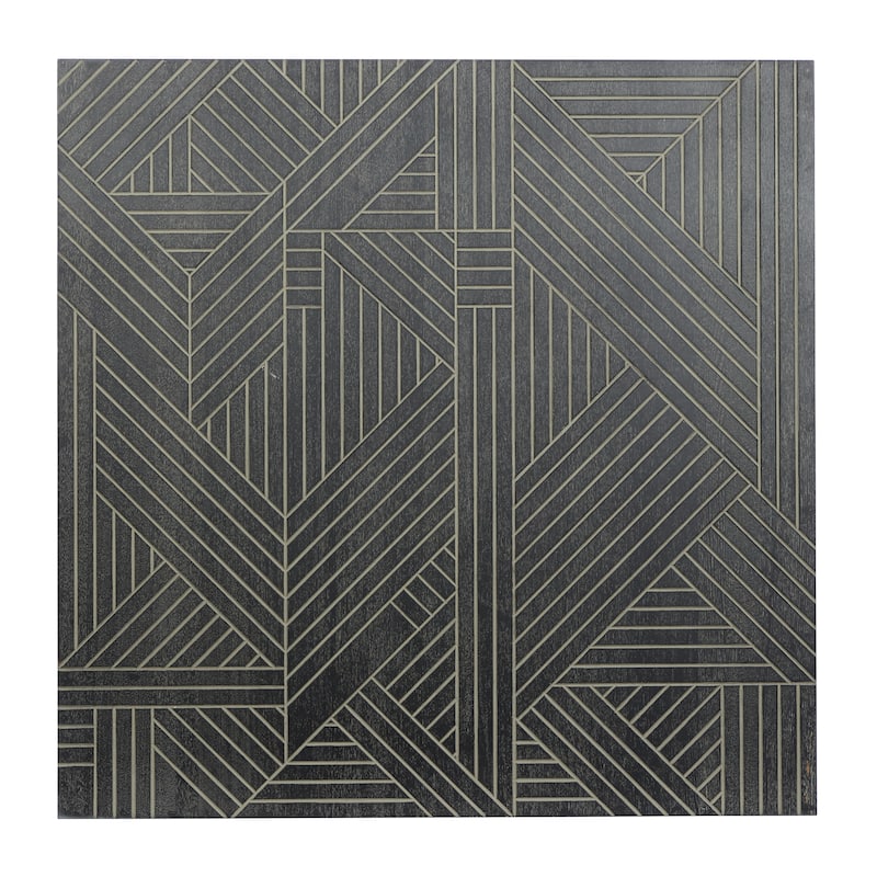 Wood Geometric Linear Wall Decor - Black - Roche River Decor