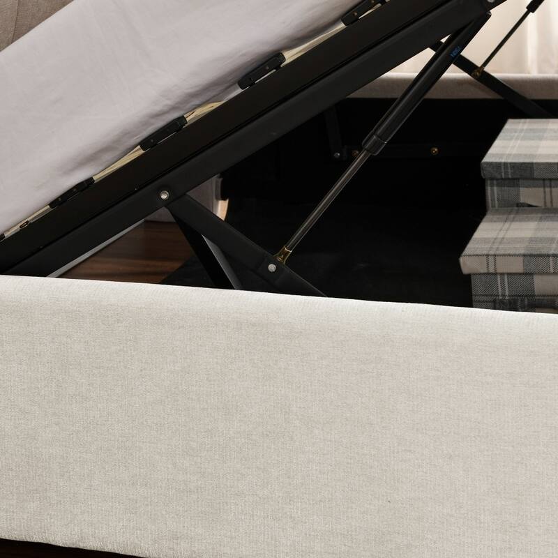 Luxury Upholstered Platform Bed with Integrated Headboard & Storage