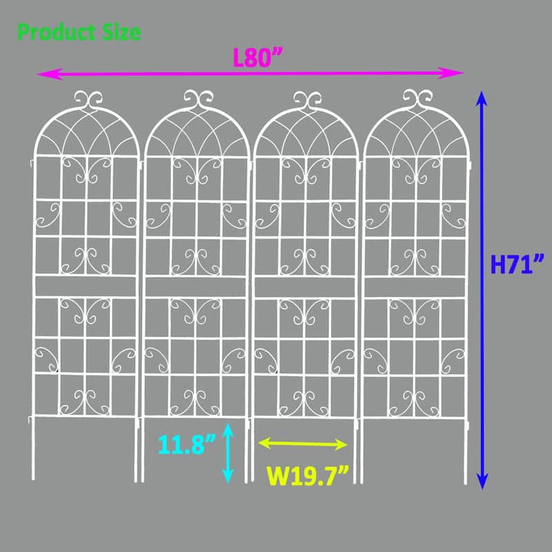 Rustproof Metal Garden Trellis for Climbing Plants, Outdoor Flower Support, 71" x 19.7"