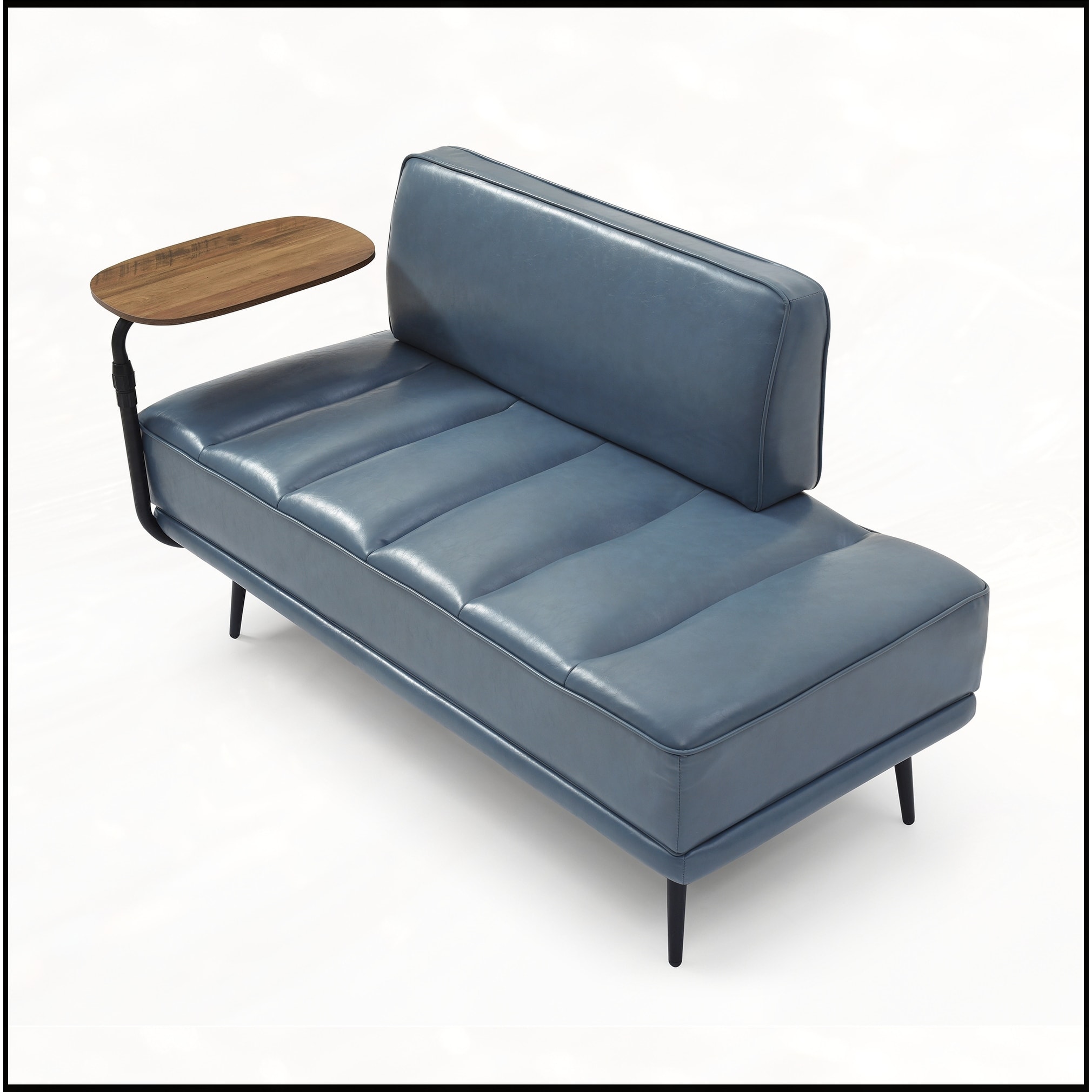 55"W Faux Leather End of Bed Bench With side table