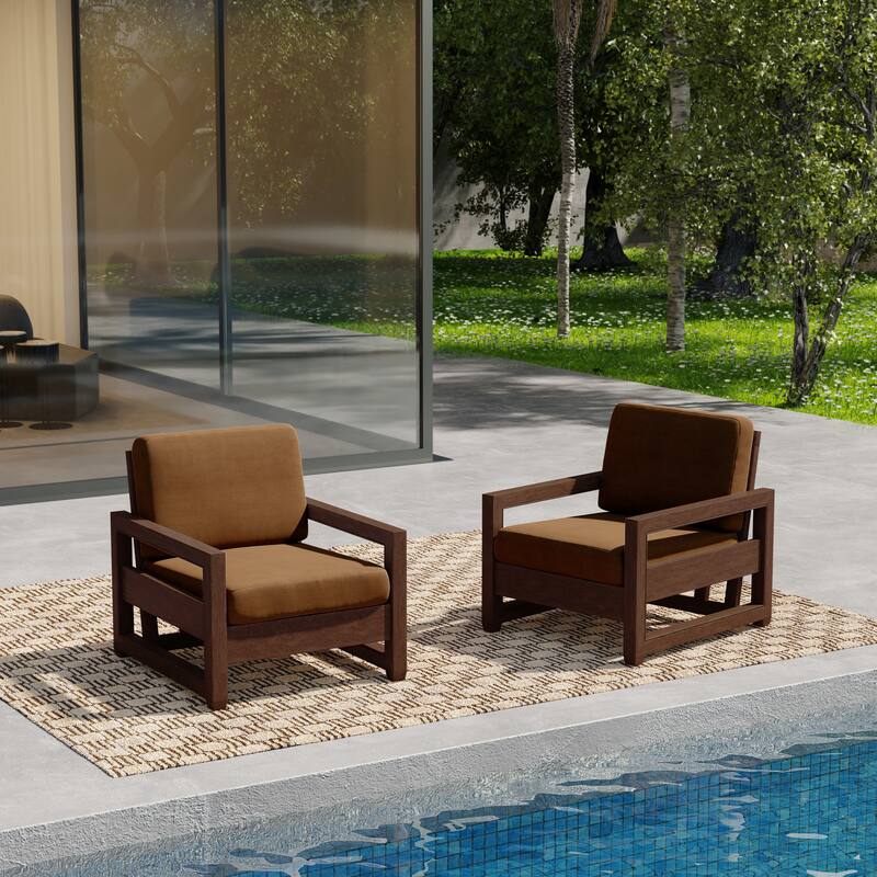 Patio Teak Wood Outdoor Arm Chair with Cushion