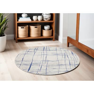 Goric Power Loomed Distressed Geometric Abstract Modern Stain Resistant Area Rug By HomeRoots - 60' X '60' X '0.39