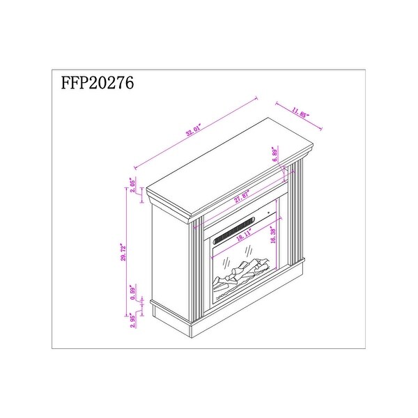 32 in. Freestanding Electric Fireplace in Saw Cut-off White