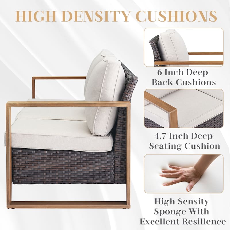 Gymojoy Outdoor 3-Seat Sofa wtih Swivel Chair Ottoman Funiture