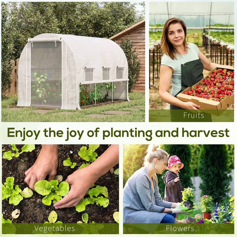 Outsunny 10' x 7' x 7' Walk-in Tunnel Greenhouse, Outdoor Plant Nursery with Anti-Tear PE Cover