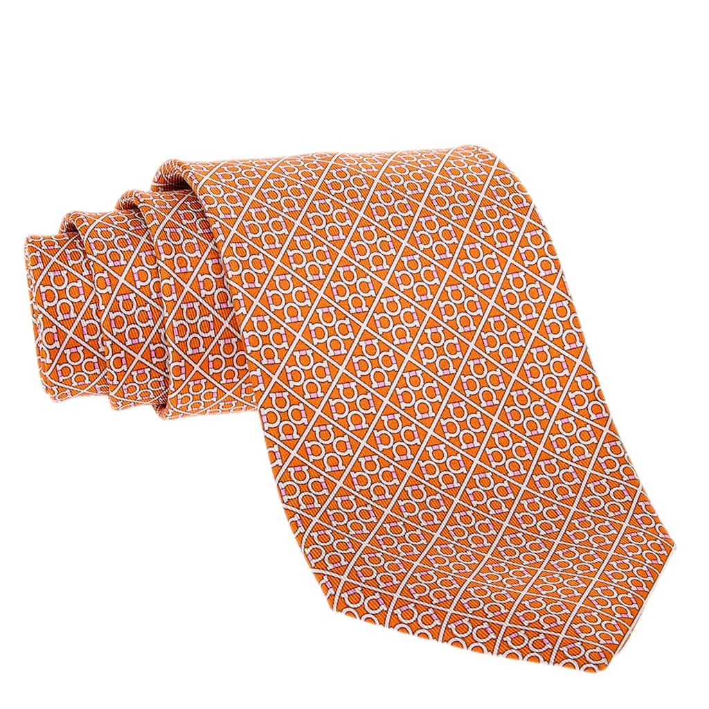 Ferragamo Square Gancini Print Silk Tie