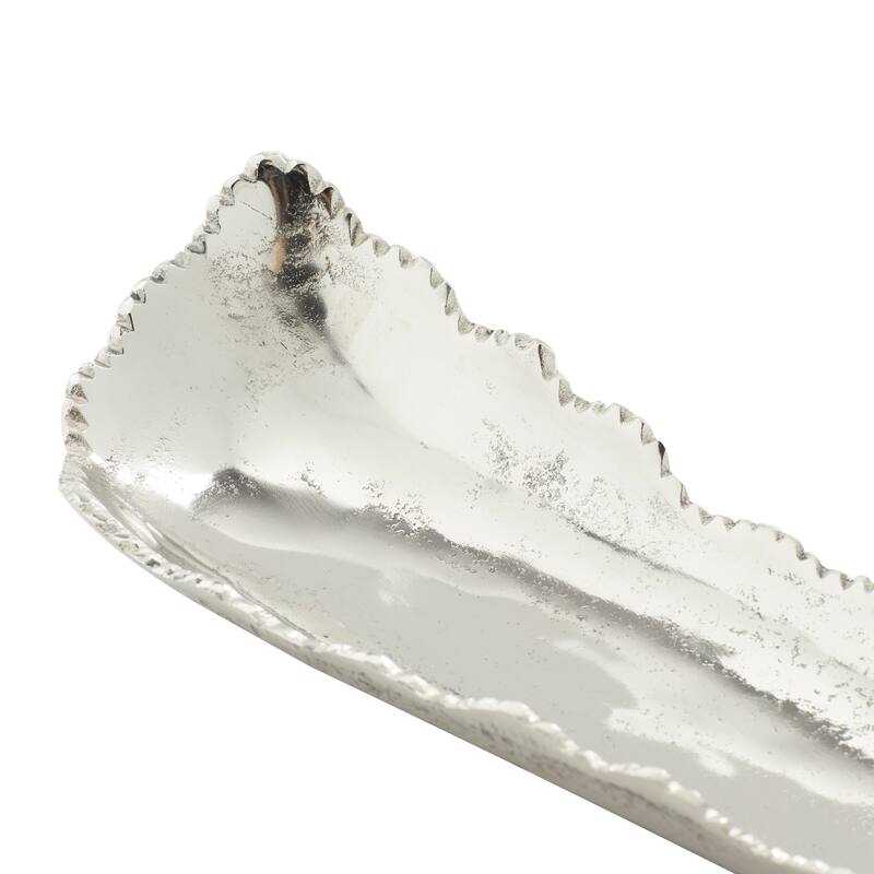 Silver Aluminum Metal Live Edge Living Room Decor Tray - 19 X 7 X 4