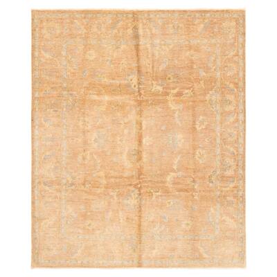 ECARPETGALLERY Hand-knotted Finest Peshawar Ziegler Brown Wool Rug - 8'0 x 9'8