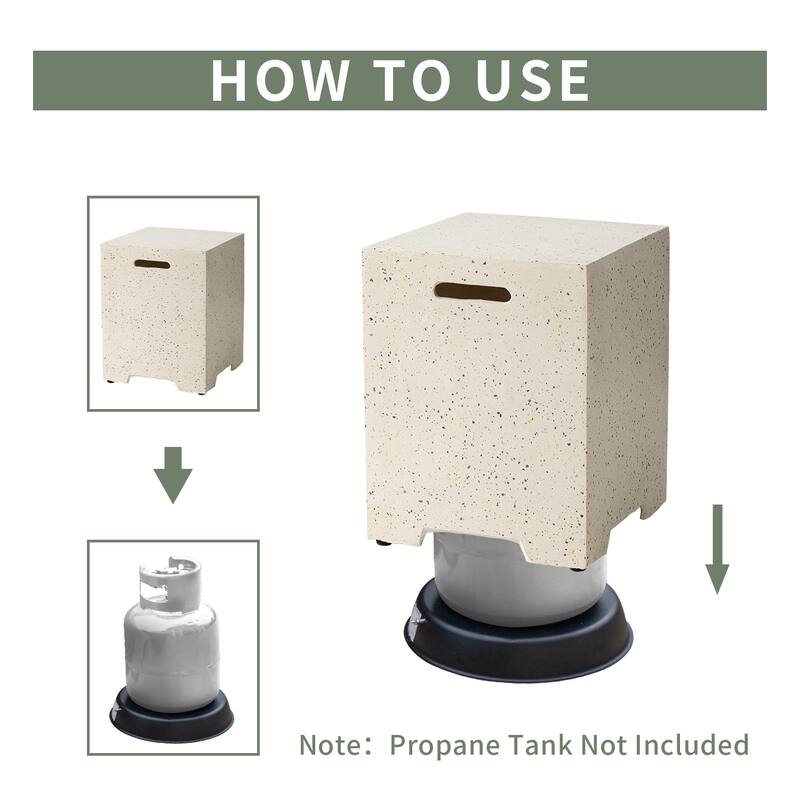 COSIEST Concrete Outdoor Propane Tank Cover Table