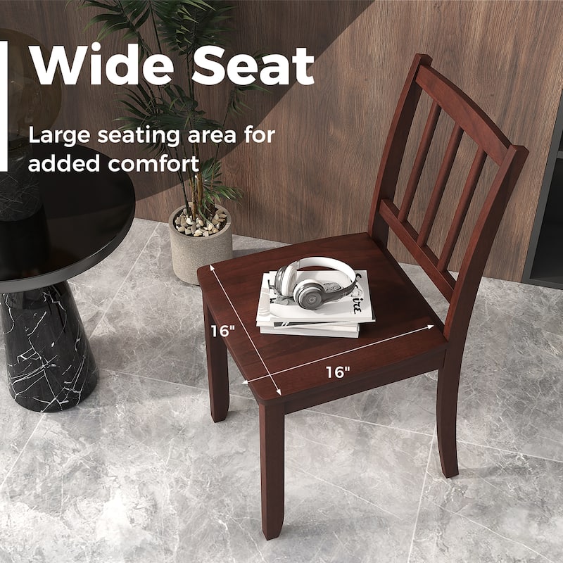 Gymax Wood Dining Chair Set of 4 w/ Rubber Wood Legs Curved Backrest