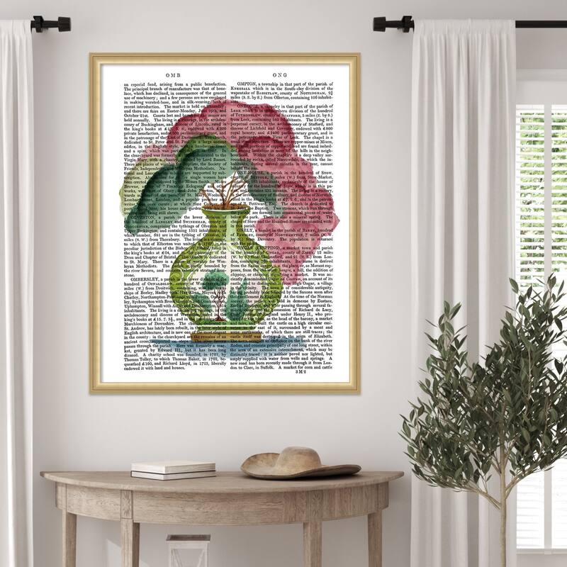 Pink Green Vase No. 3 by Fab Funky Wood Framed Wall Art Print