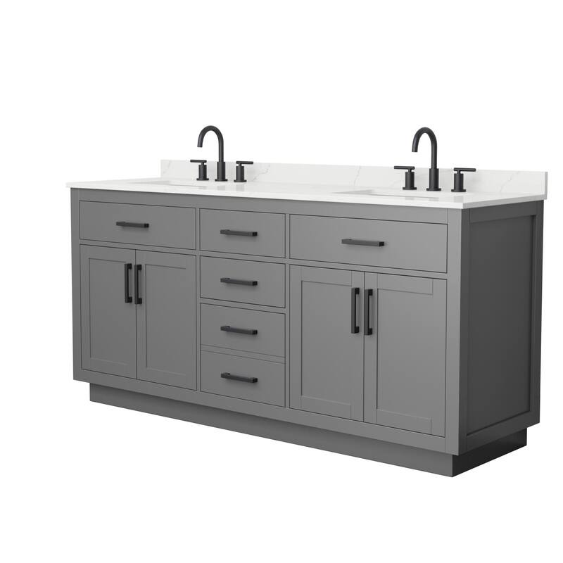 Wyndham Collection WCG262672D-QTZ-US3MXX Beckett TK 72" Free Standing - Dark Gray / Giotto Quartz Top / Matte Black
