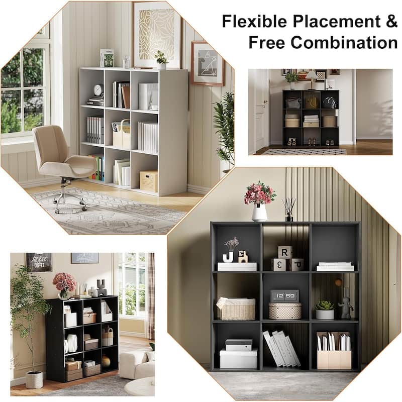 9 Cube Storage Organizer, Bookshelf with 5 Removable Back Panels for Living Room, Bedroom, Home Office - 36"D×36"W×11.6"H