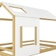 preview thumbnail 3 of 7, White Twin Size MDF House Bed with Roof and Window for Boys, Girls and Bedroom
