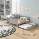 preview thumbnail 11 of 22, Full Over Full Bunk Bed with Twin Trundle and Bookshelf, Solid Pine Wood Frame, Separable Design, for Kids and Teens