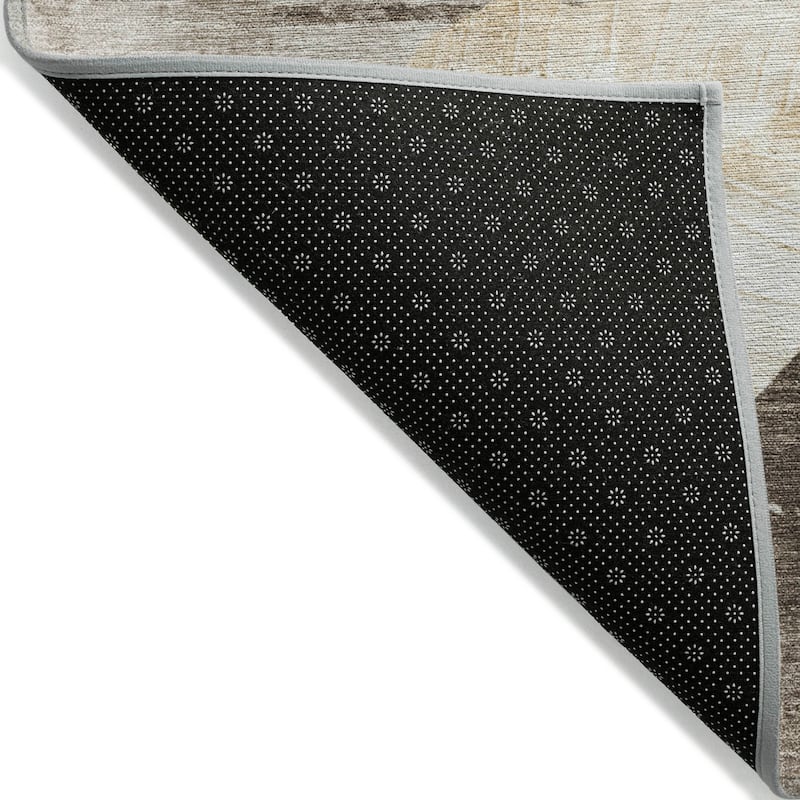 Machine Washable Indoor/Outdoor Modern Leaf Chantille Rug
