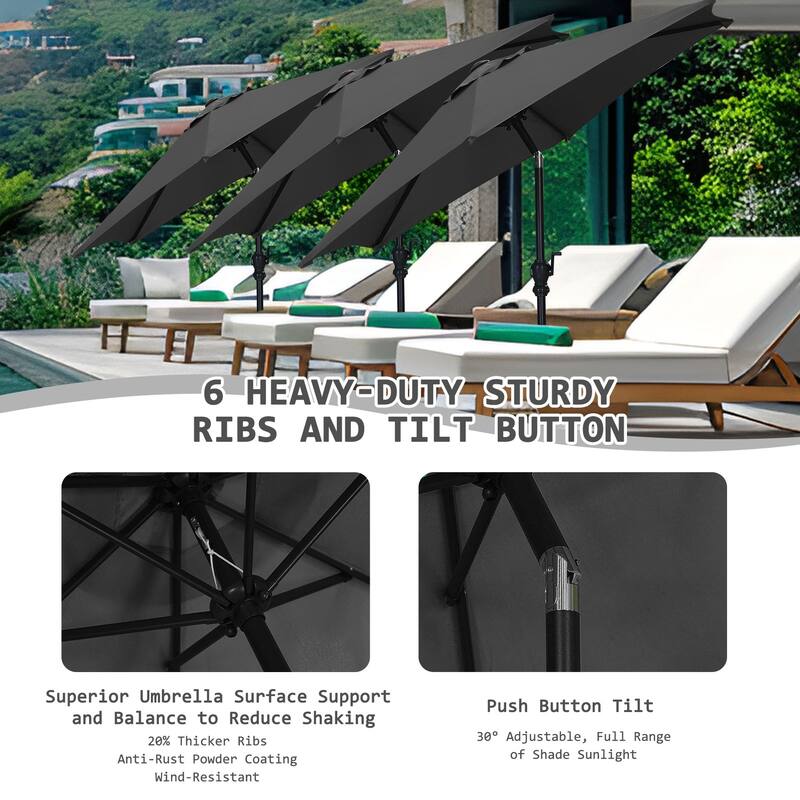 Autlaycil 7.5FT Solar Patio Umbrella with Base and Tilt,Crank