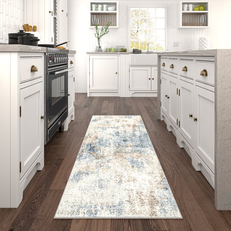 Chesney Modern & Contemporary Abstract Indoor Area Rug - Navy/Blue - 2'3'' x 7'3''