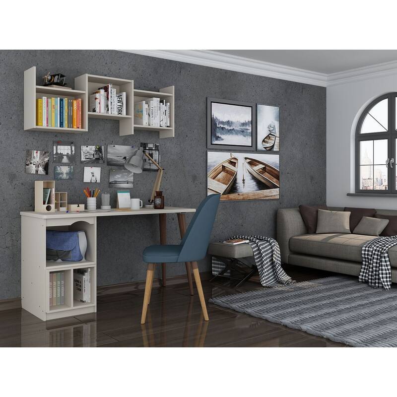 Hampton 53.54 3 Cubby/ Wood Leg Home Office Desk