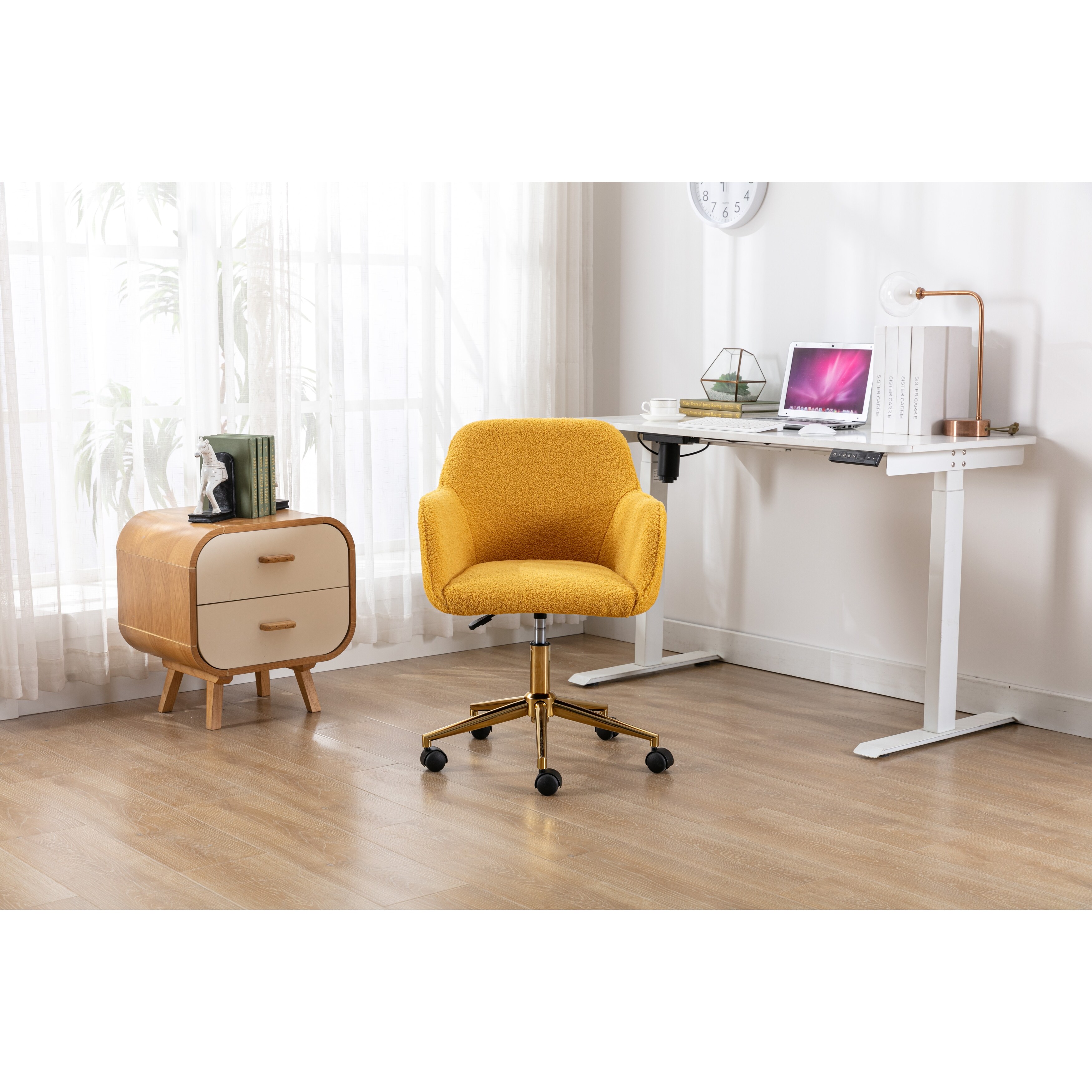 Yellow desk 2025 chair without wheels