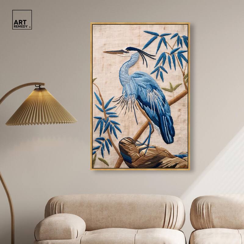 Needlework Heron Canvas by Art Remedy