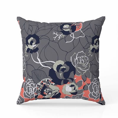 Regal Rose Retreat Faux Suede Reversible Throw Pillow Gray and Blue