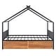 preview thumbnail 21 of 54, Metal House Bed with Two Drawers and Roof for Kids, Boys and Girls, Bedroom