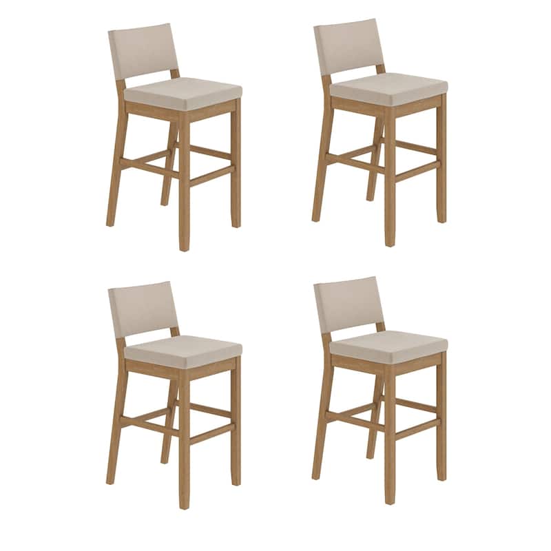 Nathan James Linus Modern Upholstered Bar Stool with Back and Solid Rubberwood Legs