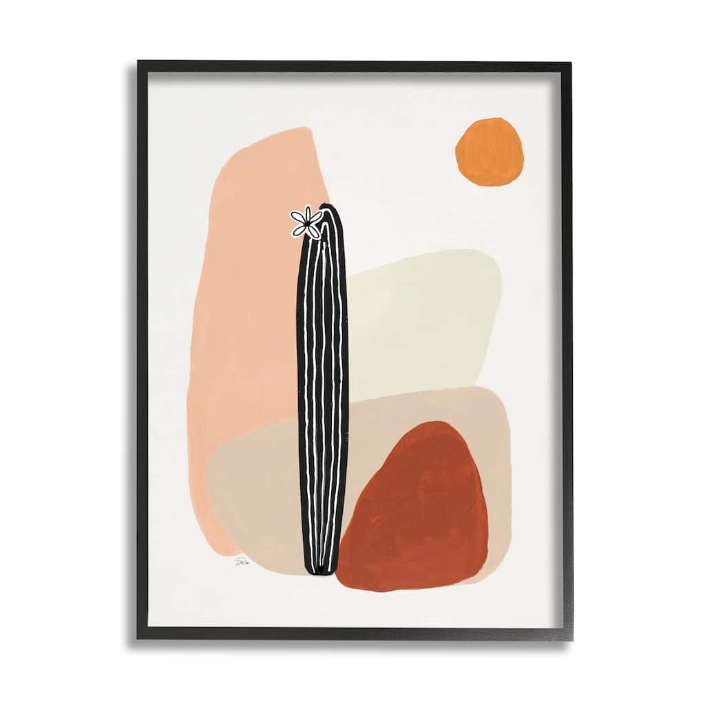 Stupell Brown Terracotta Landscape Desert Cactus Flower Framed Wall Art