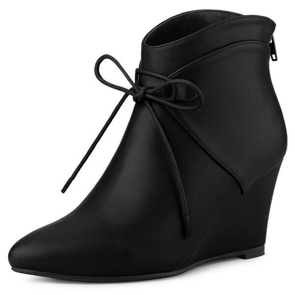 low heel wedge bootie
