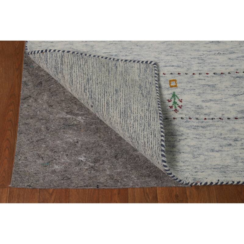 Tribal Beige Gabbeh Indian Area Rug Hand-Knotted Wool Carpet - 8'3" x 10'0"